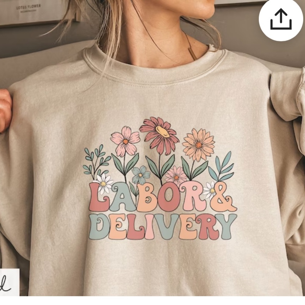 LABOR AND DELIVERY floral Gildan sweatshirt M